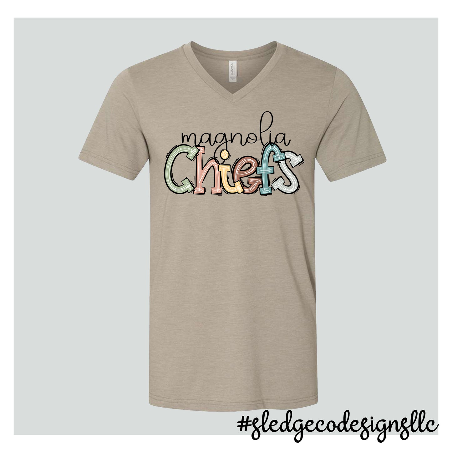 MAGNOLIA HEIGHTS | FALL DOODLE | Custom Unisex VNECK Tshirt