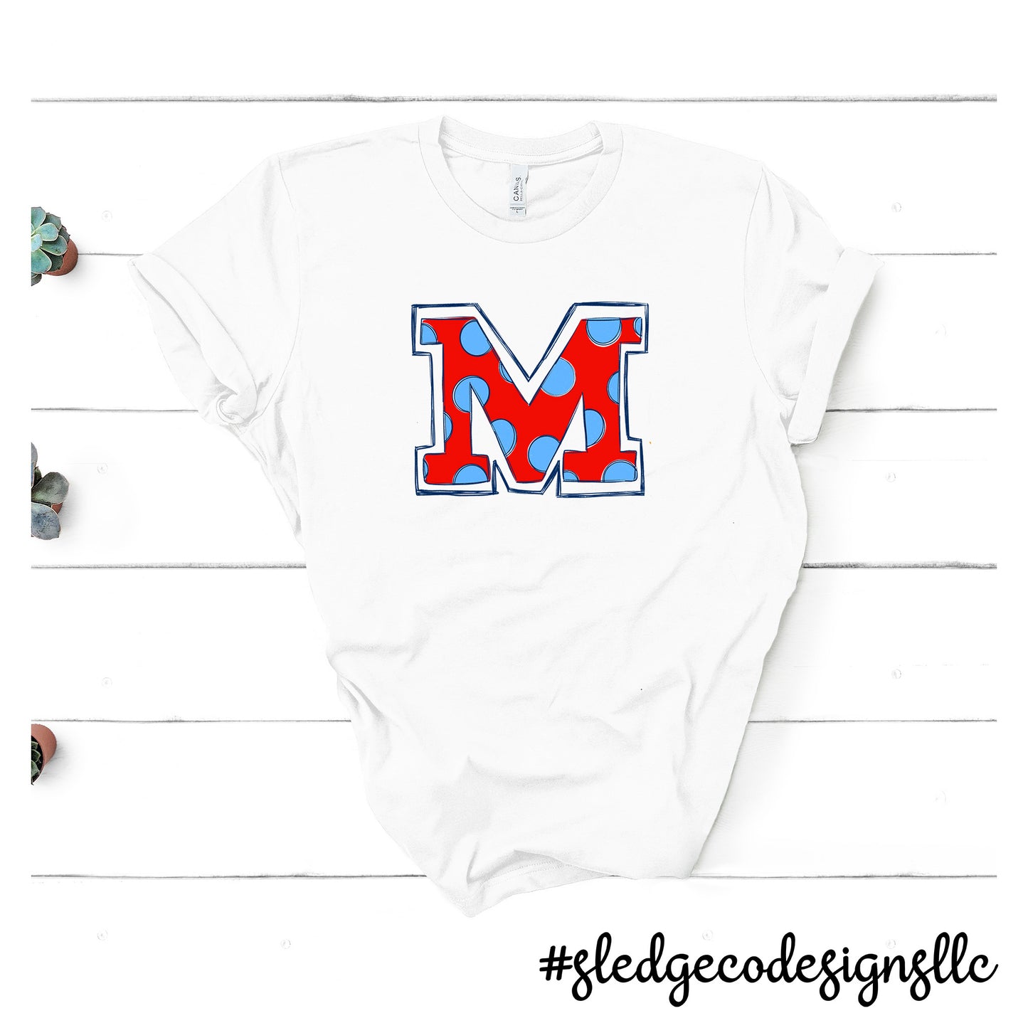 M POLKA DOT | MARSHALL | PATRIOTS | ADULT - YOUTH - TODDLER |  UNISEX Custom Tshirt