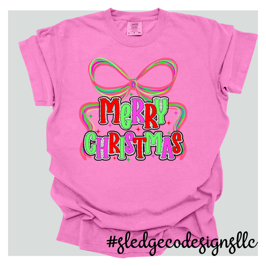 MERRY CHRISTMAS RIBBON | CHRISTMAS TEE | Custom Unisex TSHIRT