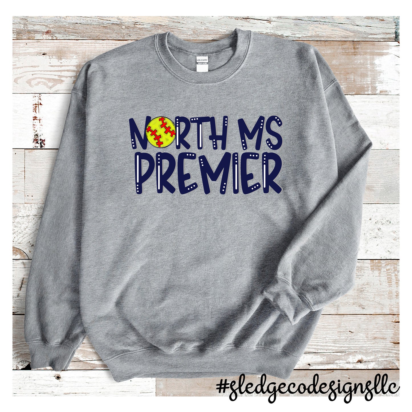 NORTH MISSISSIPPI PREMIER SOFTBALL | HANDDRAWN | CUSTOM UNISEX SWEATSHIRT