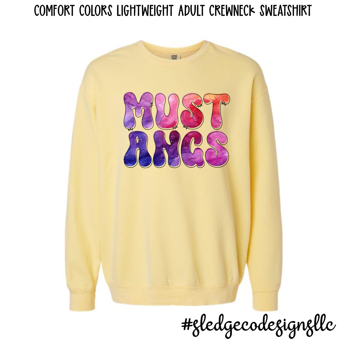 CENTER HILL MUSTANGS | WATERCOLOR |  COMFORT COLORS LIGHT WEIGHT SWEATSHIRT