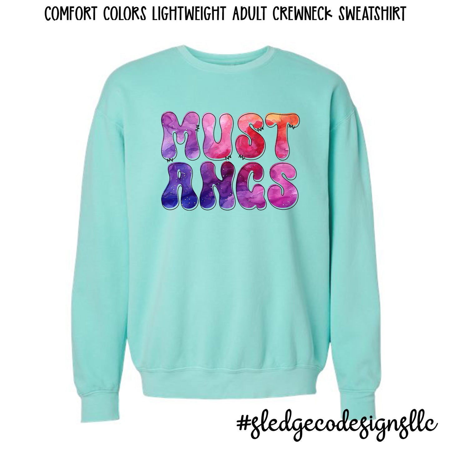 CENTER HILL MUSTANGS | WATERCOLOR |  COMFORT COLORS LIGHT WEIGHT SWEATSHIRT