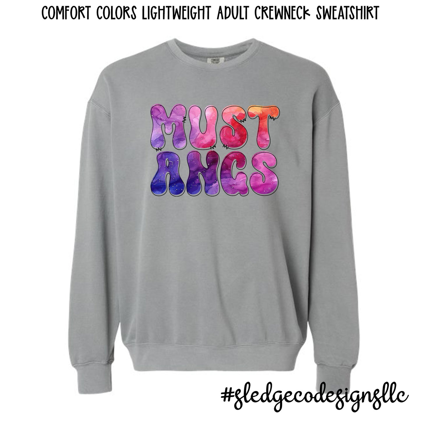 CENTER HILL MUSTANGS | WATERCOLOR |  COMFORT COLORS LIGHT WEIGHT SWEATSHIRT