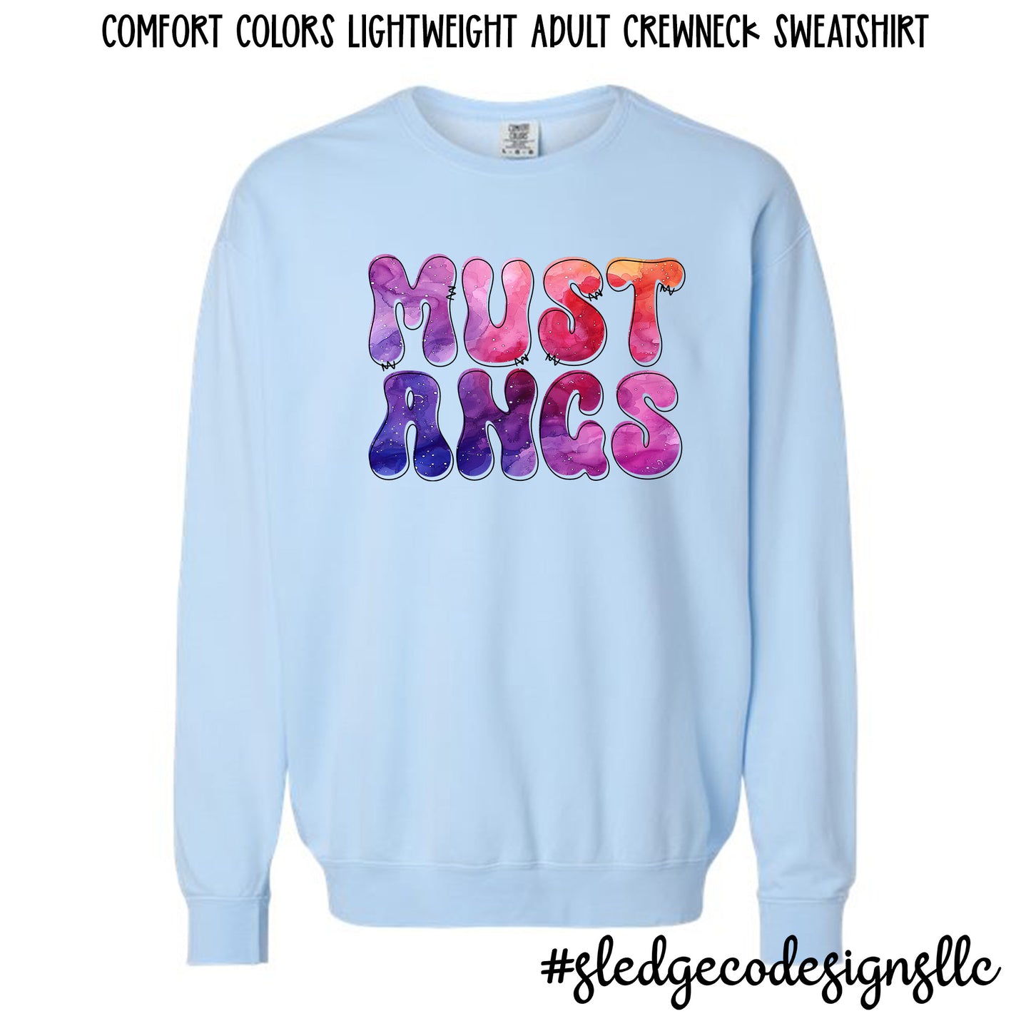 CENTER HILL MUSTANGS | WATERCOLOR |  COMFORT COLORS LIGHT WEIGHT SWEATSHIRT