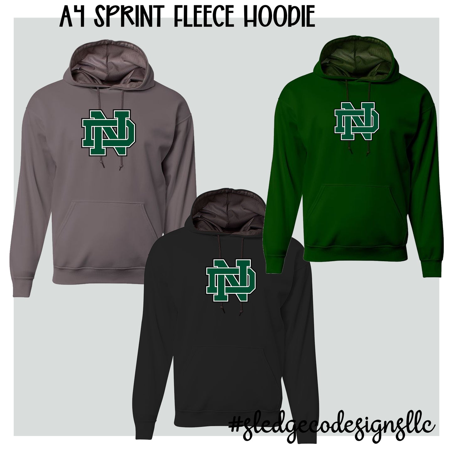 ND GREEN LOGO | A4 Sprint PERFORMACE DRI-FIT Fleece Hoodie