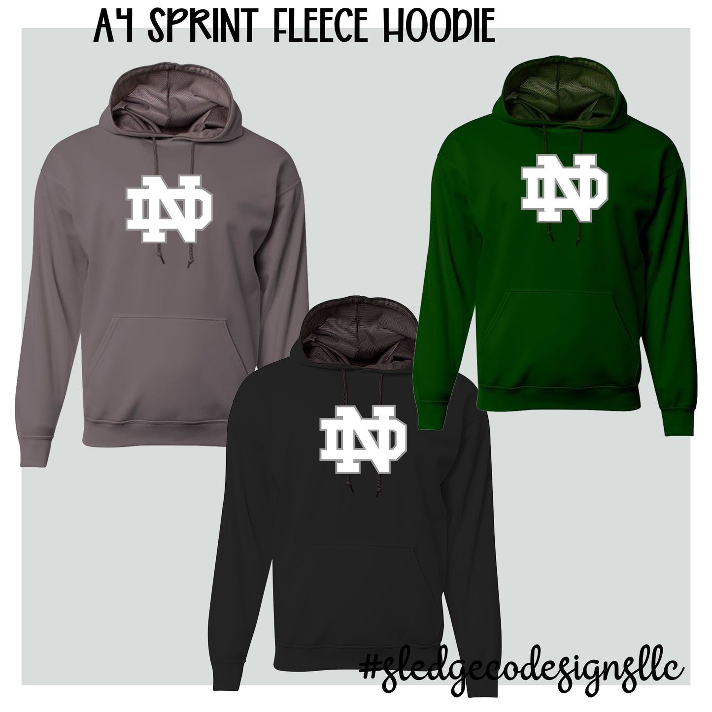 ND WHITE LOGO | A4 Sprint PERFORMACE DRI-FIT Fleece Hoodie