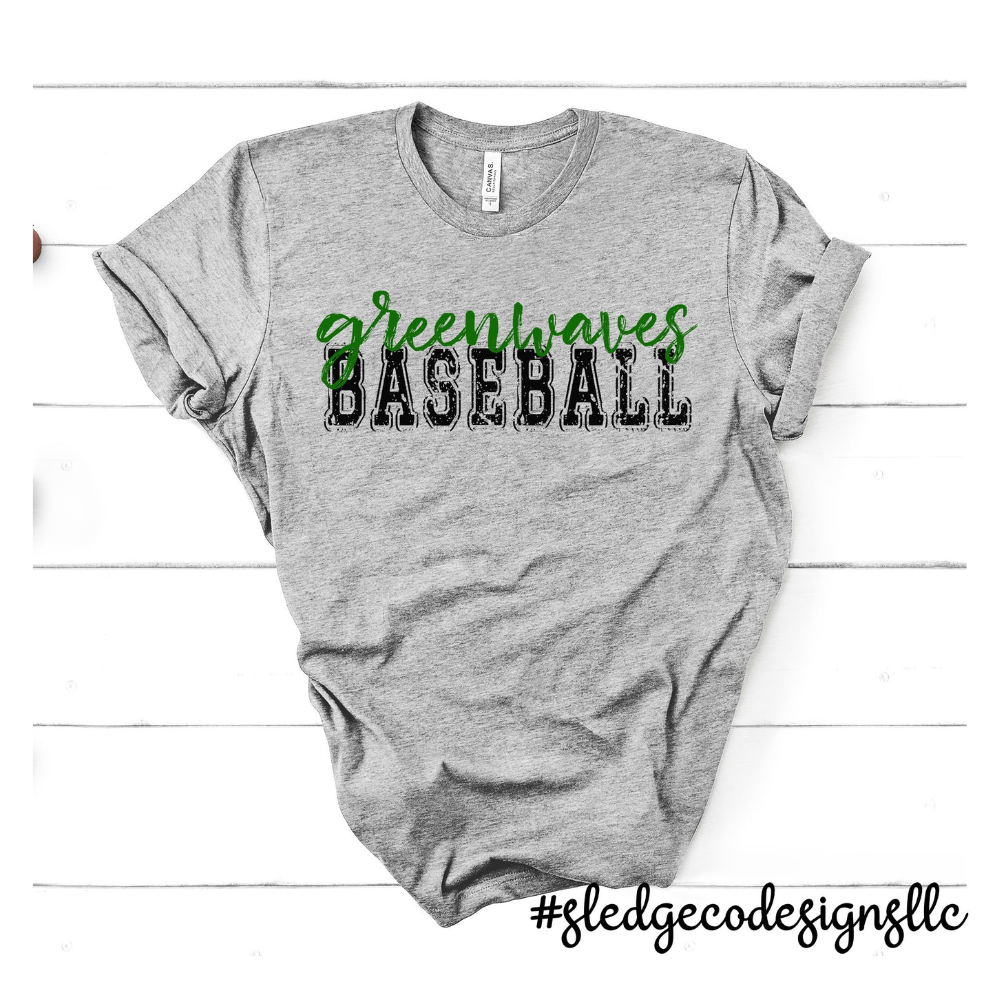 NORTH DELTA GREENWAVES BASEBALL DISTRESSED | Custom Unisex Tshirt