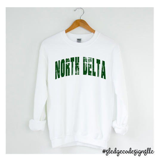 North Delta Greenwaves - DISTRESSED | Custom Unisex SWEATSHIRT