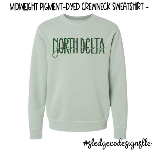 EXCLUSIVE: NORTH DELTA GREEN WAVES duo | Midweight Pigment-Dyed Crewneck Sweatshirt