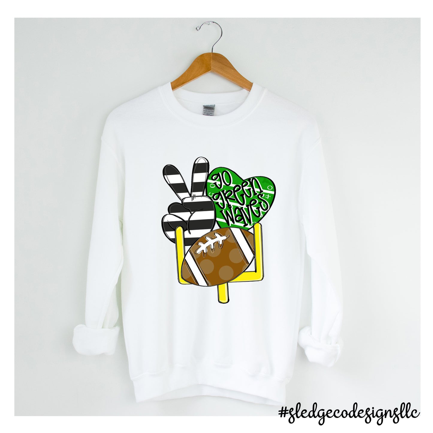 NORTH DELTA | PEACE LOVE FOOTBALL | UNISEX CUSTOM SWEATSHIRTS