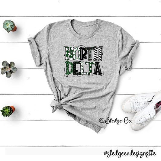 NORTH DELTA GREEN WAVES | DOODLE | Custom Unisex Tshirt