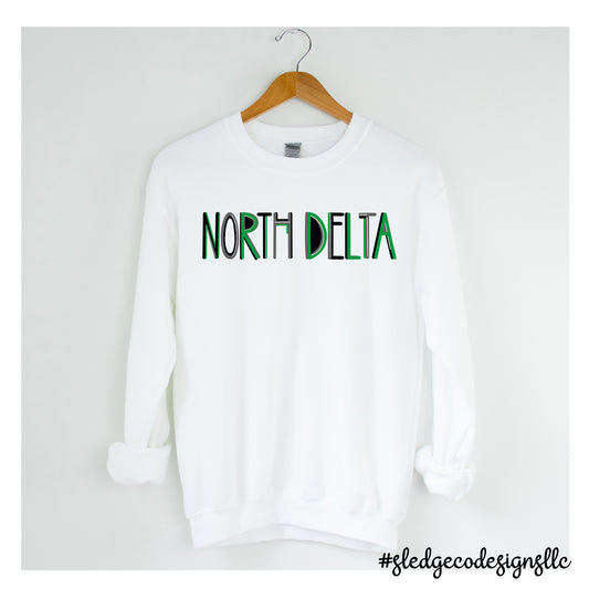 NORTH DELTA GREENWAVES | HAND LETTERED | CUSTOM UNISEX SWEATSHIRT