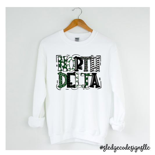 NORTH DELTA GREENWAVES | DOODLE | CUSTOM UNISEX SWEATSHIRT