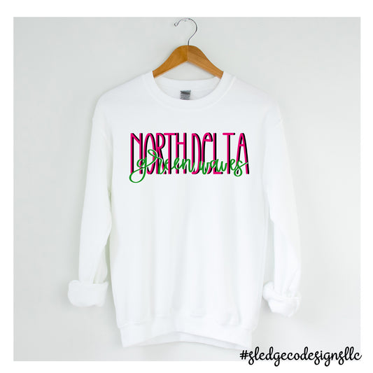 NORTH DELTA GREENWAVES | JUST A LIL PINK | CUSTOM UNISEX SWEATSHIRT