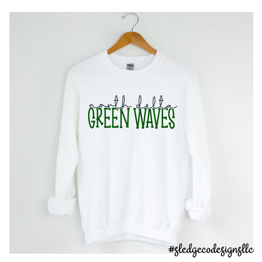 NORTH DELTA GREENWAVES | SCHOOL SPIRIT | CUSTOM UNISEX SWEATSHIRT