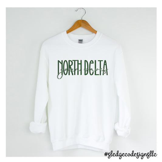 NORTH DELTA GREENWAVES | DUO | CUSTOM UNISEX HANDDRAWN SWEATSHIRT