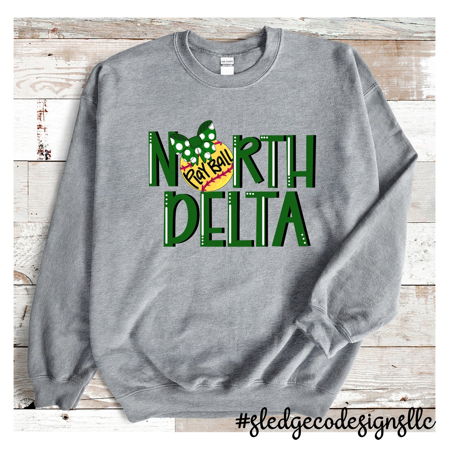 NORTH DELTA | SOFTBALL | HAND DRAWN | UNISEX HANDDRAWN CUSTOM SWEATSHIRT