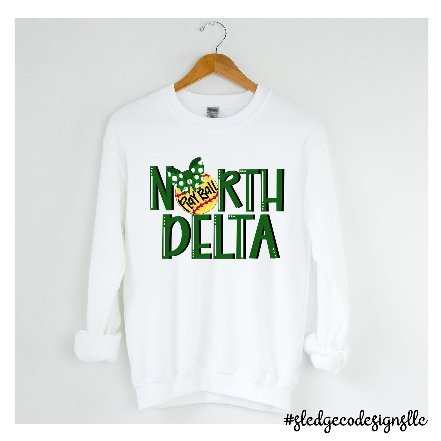 NORTH DELTA | SOFTBALL | HAND DRAWN | UNISEX HANDDRAWN CUSTOM SWEATSHIRT