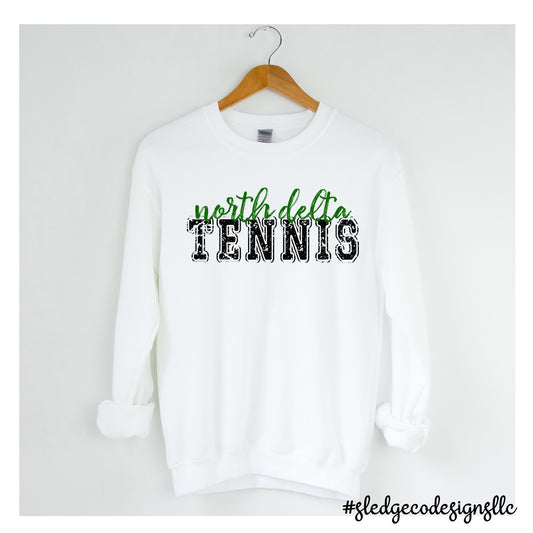 NORTH DELTA GREENWAVES TENNIS DISTRESSED | Custom Unisex SWEATSHIRT