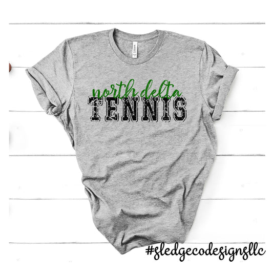 NORTH DELTA GREENWAVES TENNIS DISTRESSED | Custom Unisex Tshirt