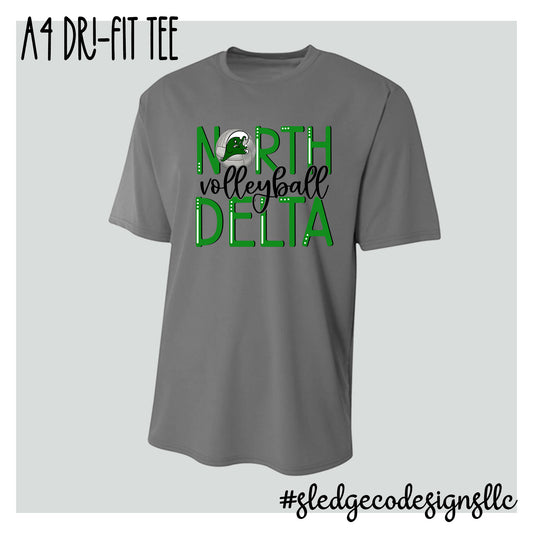 NORTH DELTA GREENWAVES VOLLYBALL | STACKED | A4 DRI-FIT Unisex Tshirt