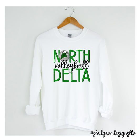 NORTH DELTA GREENWAVES VOLLEYBALL STACKED | Custom Unisex SWEATSHIRT