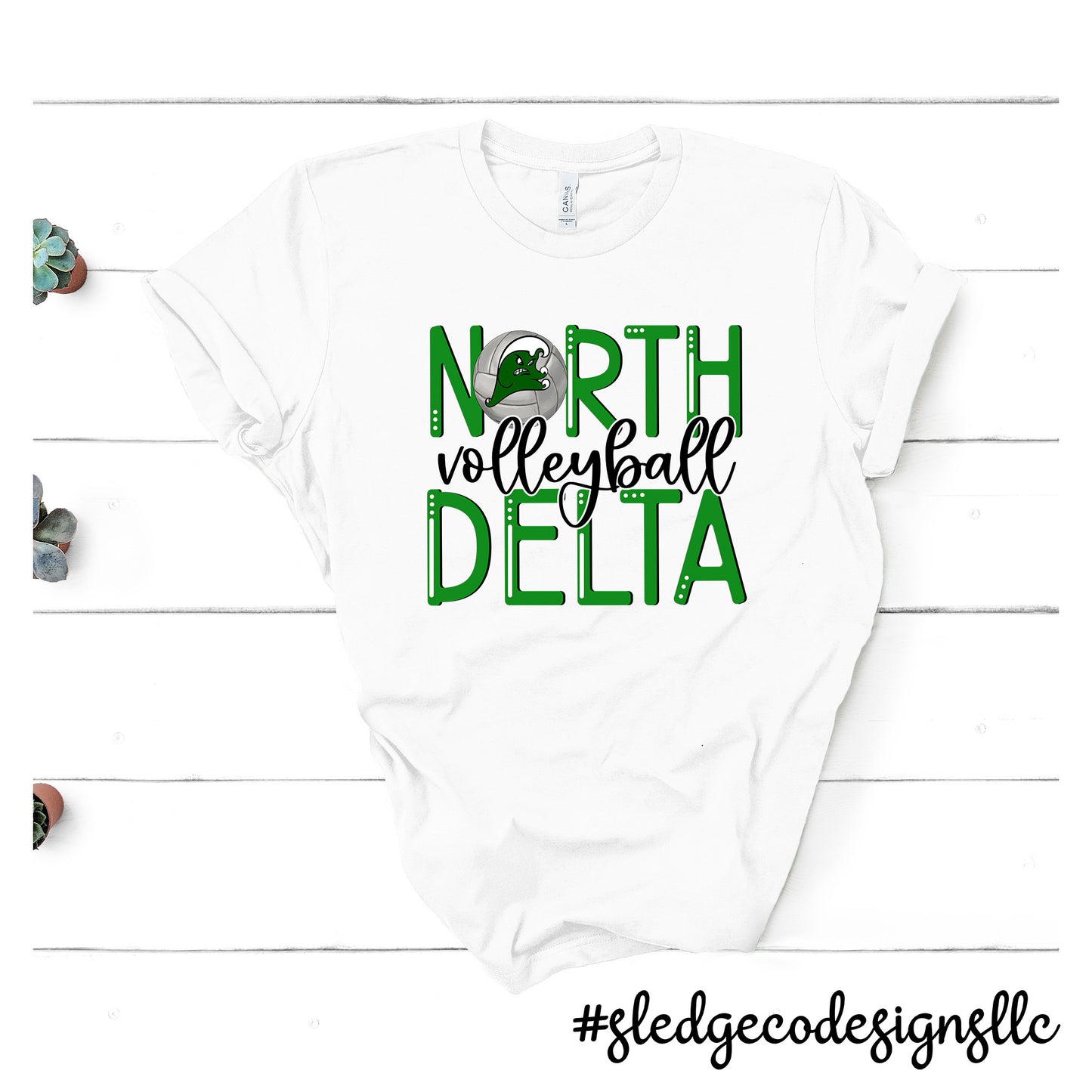 NORTH DELTA GREENWAVES VOLLYBALL | STACKED | Custom Unisex Tshirt