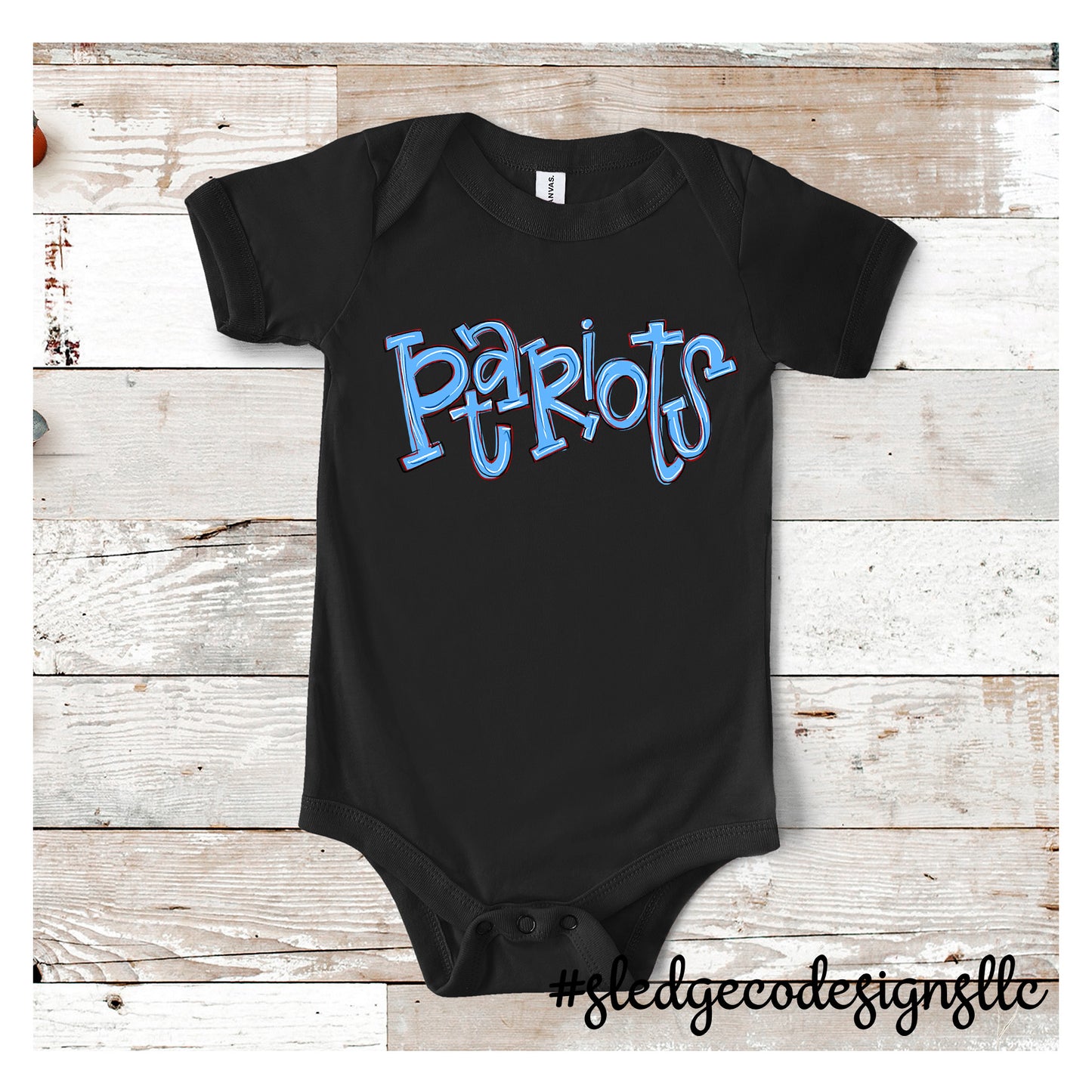 PATRIOTS HAND DRAWN SKETCHED |  Infant Jersey Short Sleeve One Piece