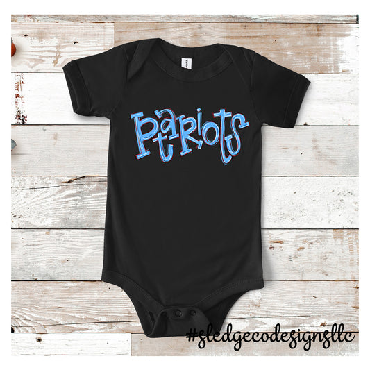 PATRIOTS HAND DRAWN SKETCHED |  Infant Jersey Short Sleeve One Piece
