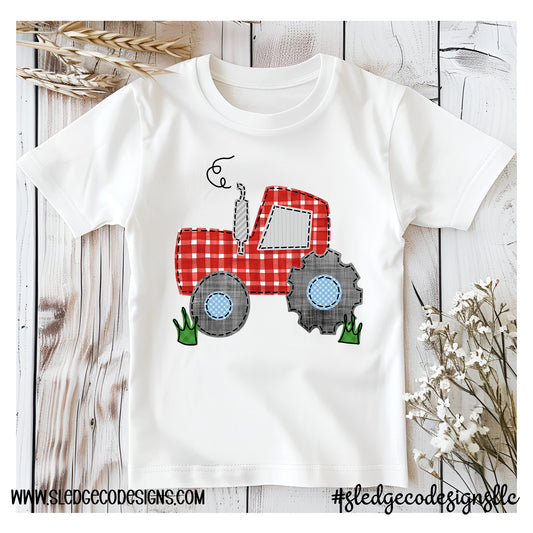 Little Red Tractor Faux Applique | Southern BOYS Tee  | BOYS CUSTOM YOUTH | TODDLER | TSHIRT