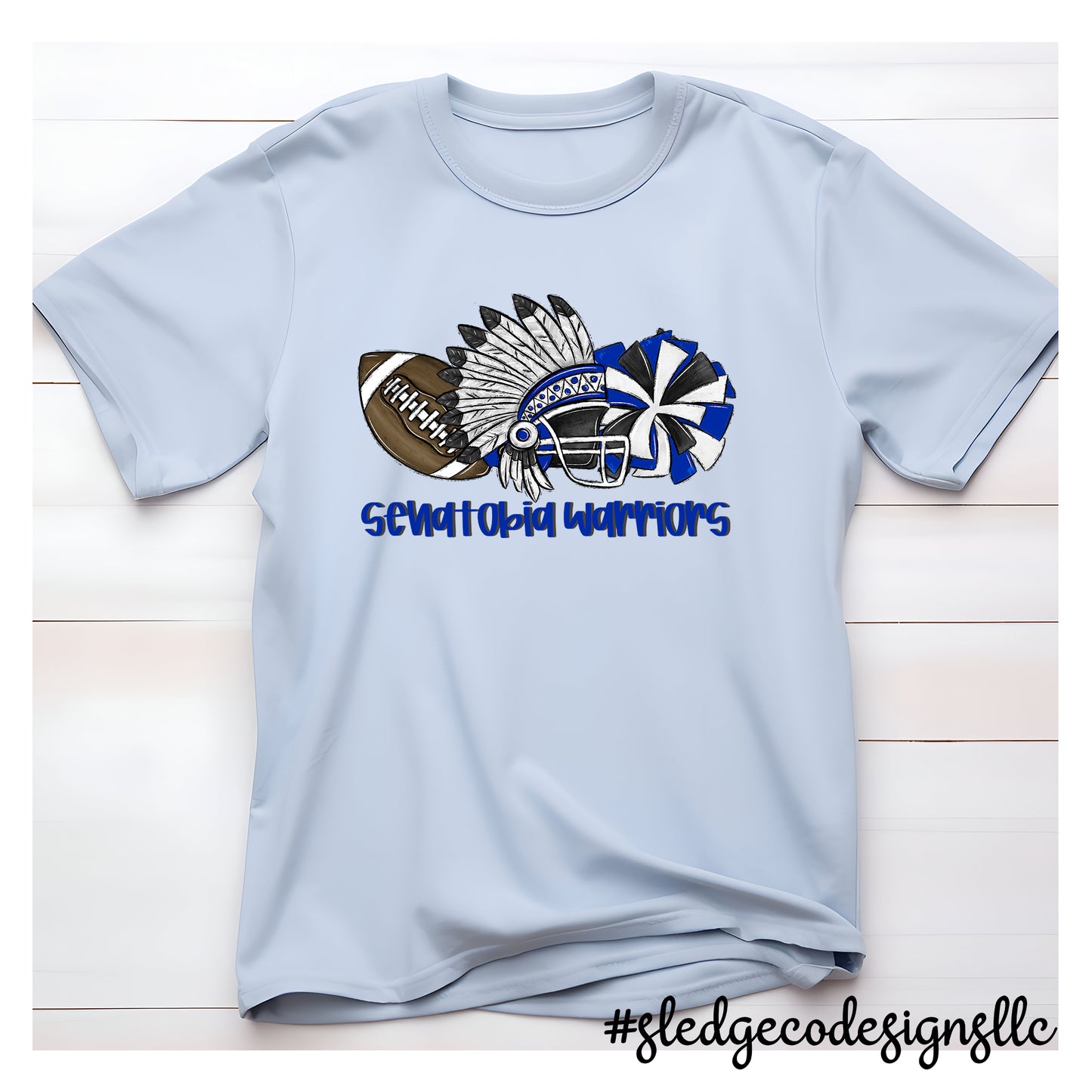 WARRIORS FOOTBALL WARRIOR HEAD, POMS & CHEER |  Custom Unisex Tshirt