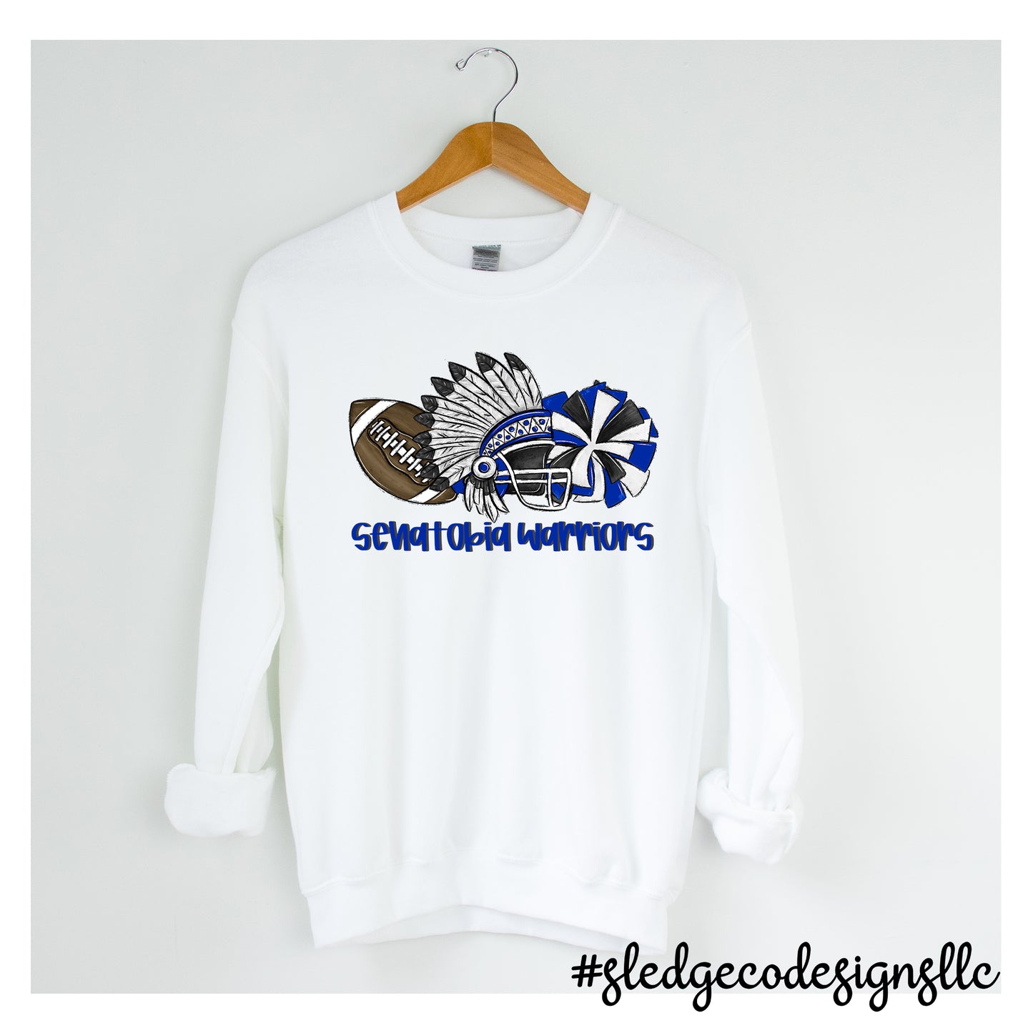 WARRIORS FOOTBALL WARRIOR HEAD, POMS & CHEER | CUSTOM UNISEX SWEATSHIRT