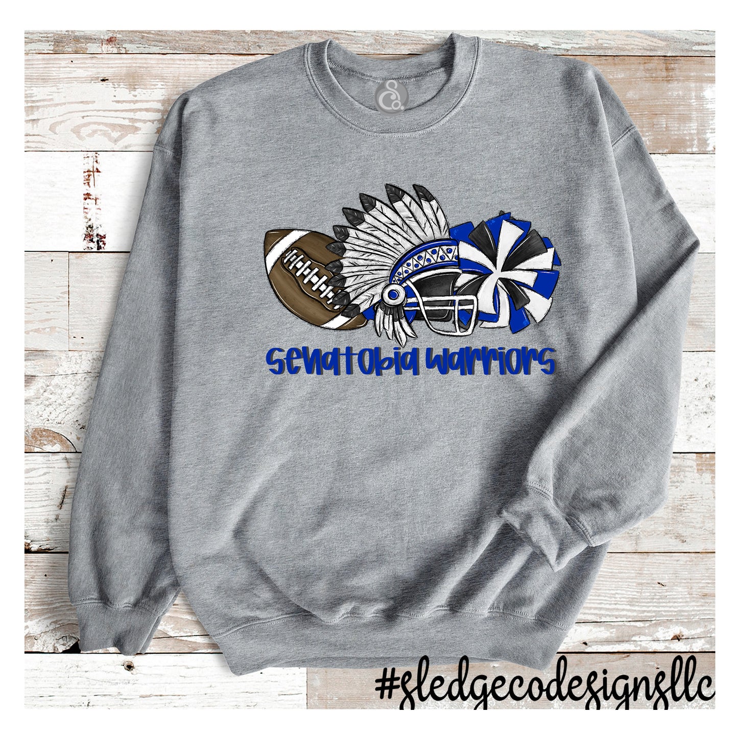 WARRIORS FOOTBALL WARRIOR HEAD, POMS & CHEER | CUSTOM UNISEX SWEATSHIRT