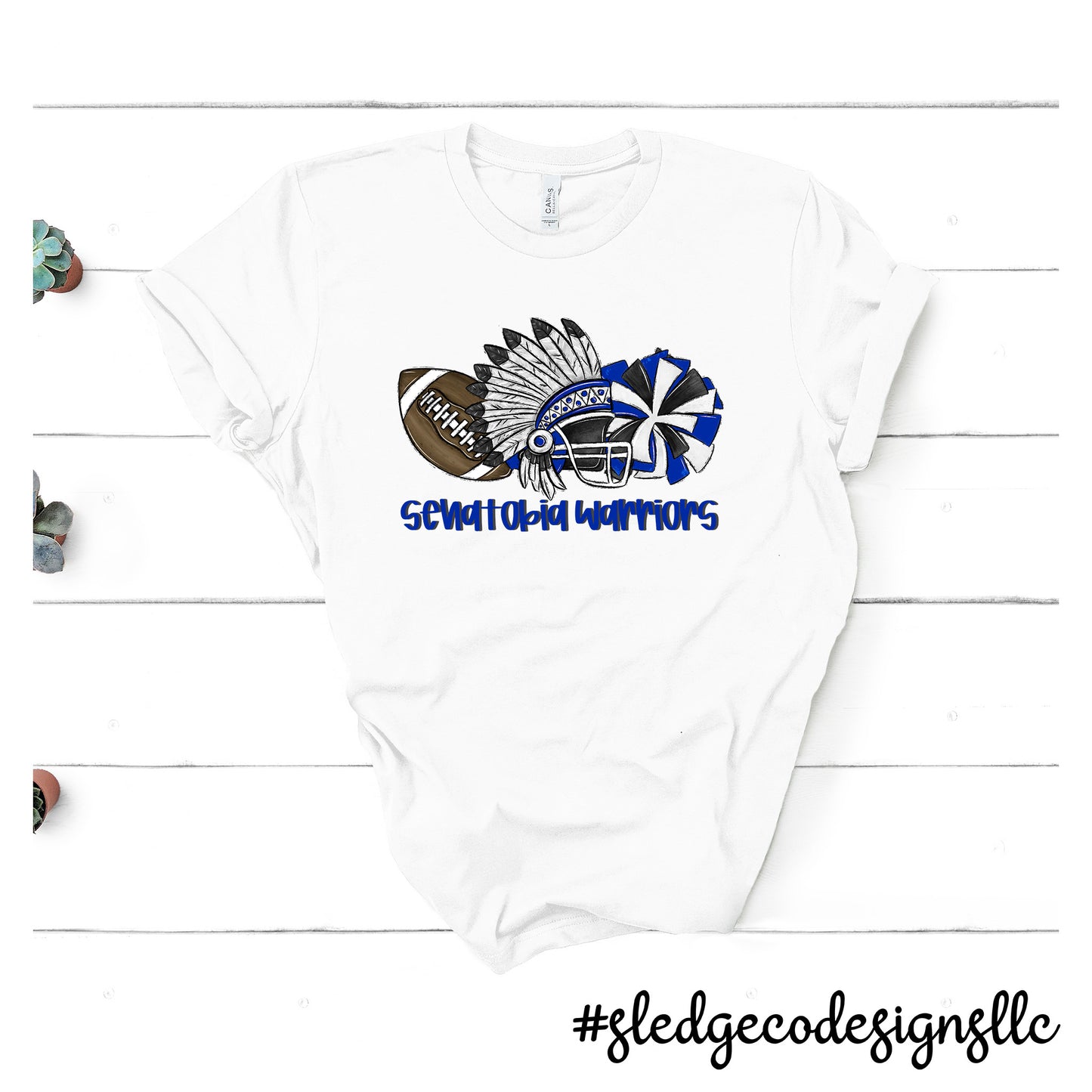 WARRIORS FOOTBALL WARRIOR HEAD, POMS & CHEER |  Custom Unisex Tshirt