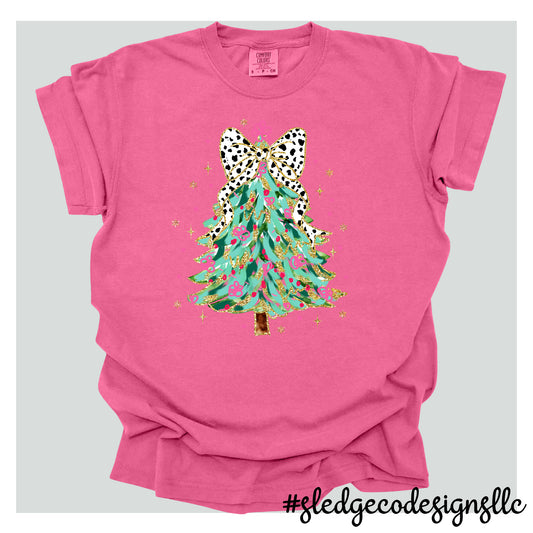 Coquette Glitter Pink Christmas Tree | TRENDING | Custom Unisex TSHIRT