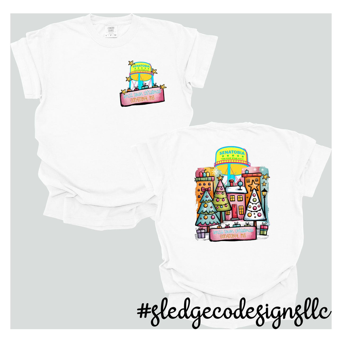 SENATOBIA FIVE STAR CITY SMALL TOWN CHRISTMAS SENATOBIA MS | Custom Unisex TSHIRT