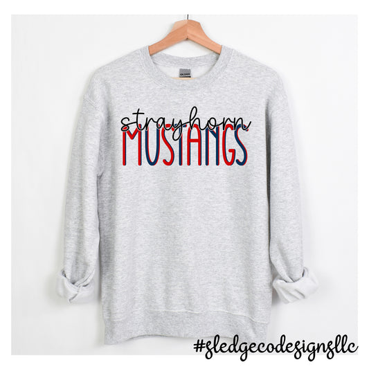 STRAYHORN MUSTANGS | DUO red and blue | CUSTOM UNISEX SWEATSHIRT