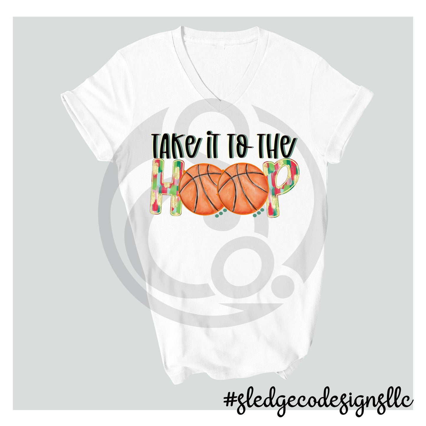 TAKE IT TO THE HOOP | BASKETBALL |  Custom Unisex VNECK Tshirt