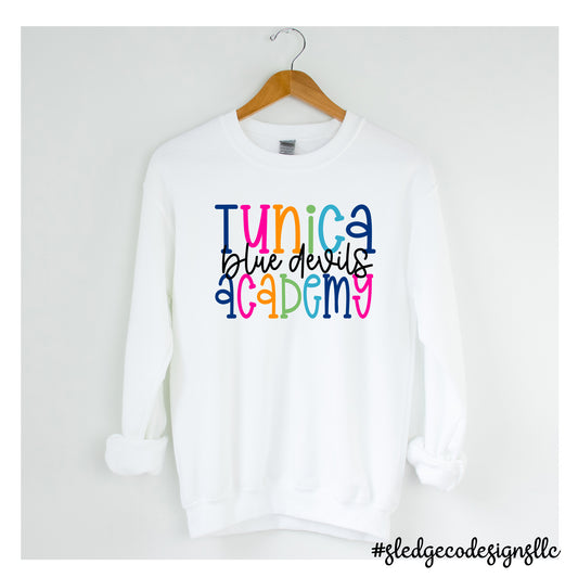 TUNICA ACADEMY BLUE DEVILS | COLORFUL |  COMFORT COLORS LIGHT WEIGHT SWEATSHIRT