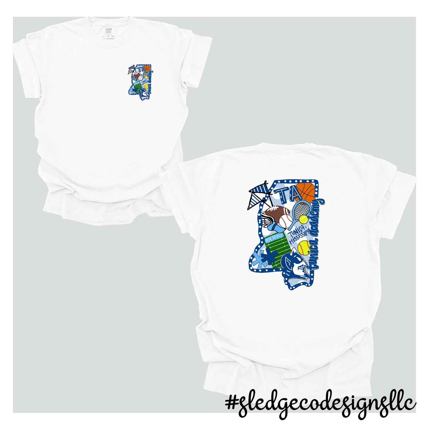 TUNICA ACADEMY BLUE DEVILS HAND DRAWN MS OUTLINE | EXCLUSIVE  |  Custom Unisex Tshirt