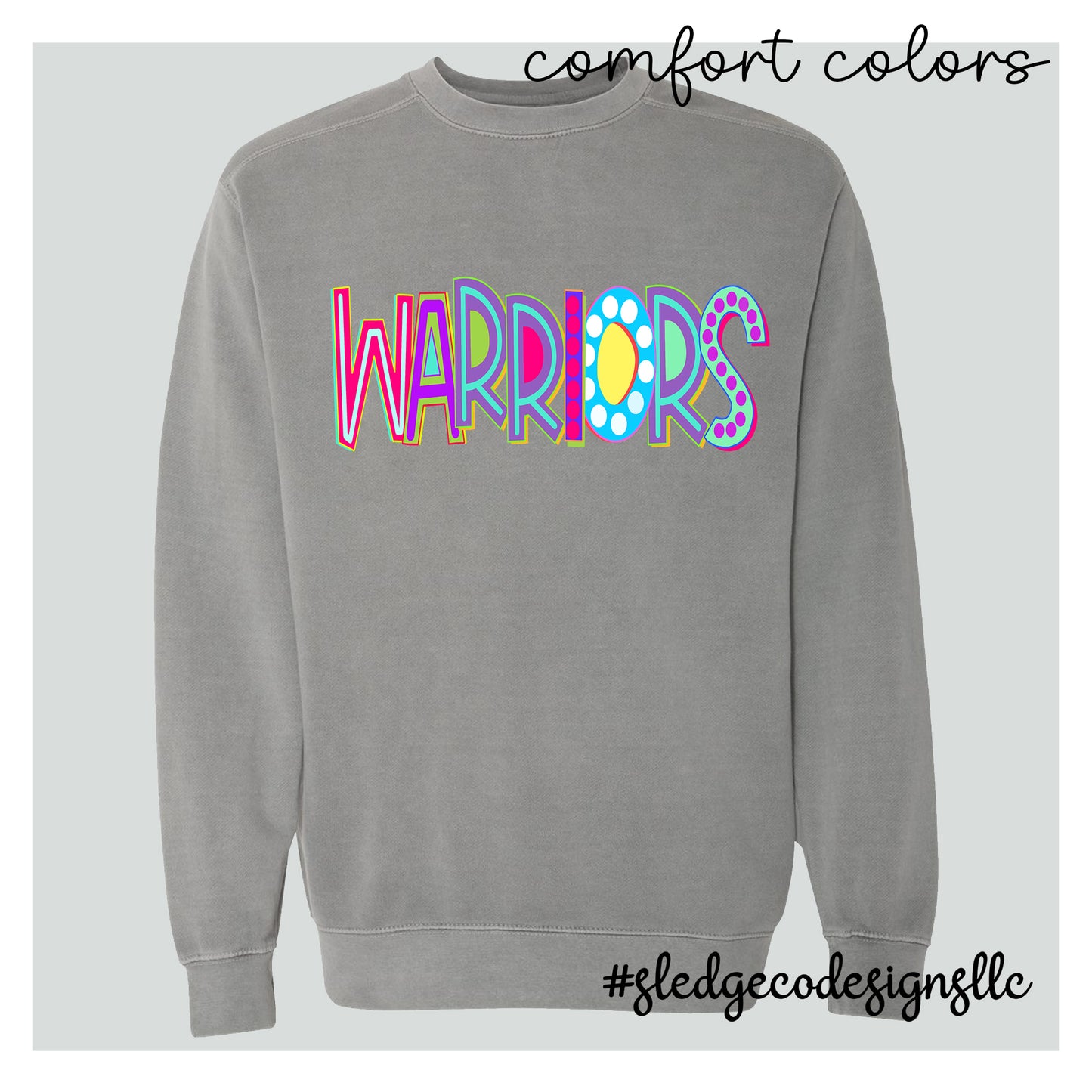 SENATOBIA WARRIORS | NEON | COMFORT COLORS | Unisex Garment-Dyed Crewneck Sweatshirt