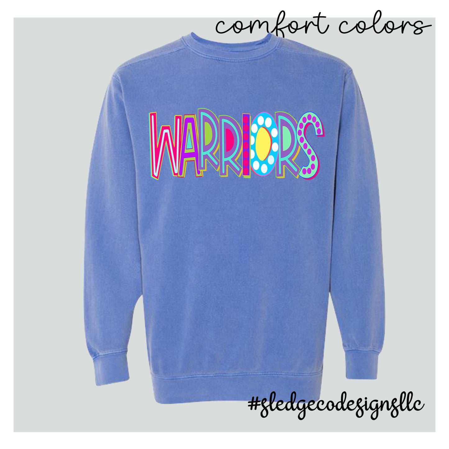 SENATOBIA WARRIORS | NEON | COMFORT COLORS | Unisex Garment-Dyed Crewneck Sweatshirt