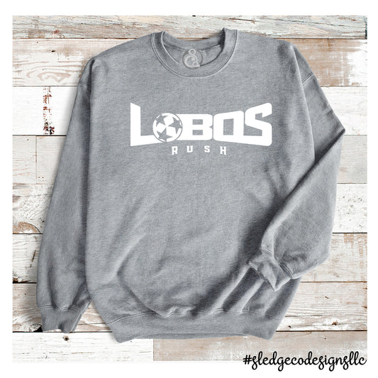 GREY - WHITE LOGO | LOBOS SOCCER UNISEX SWEATSHIRT | MADE TO ORDER